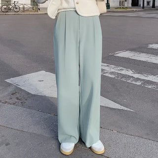 Long straight wide slacks