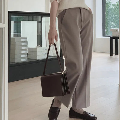 Slim straight spandex slacks