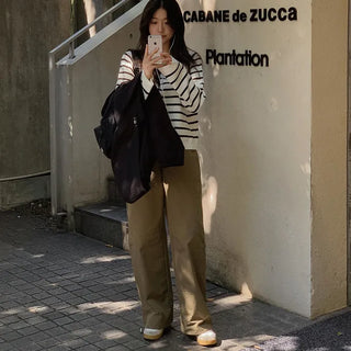 Autumn double-stitched jogger pants