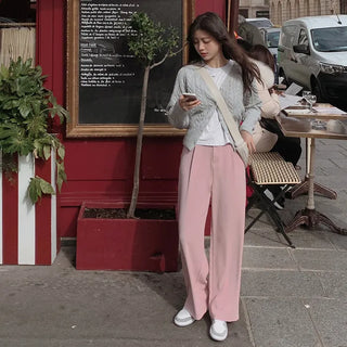 Long straight wide slacks