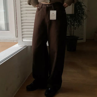 [Peach Brushed] Wide Cotton Pants