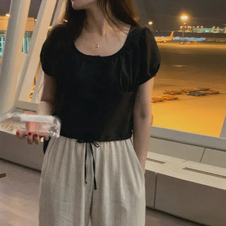 String short-sleeved blouse