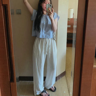 Striped linen pants