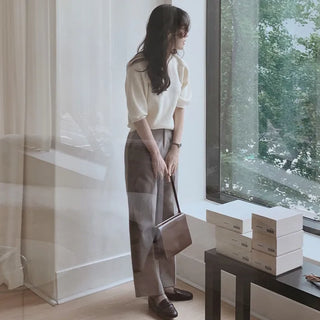 Slim straight spandex slacks