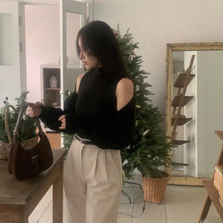 [SET] Turtleneck Knit Sleeveless Top & Knit Bolero Set