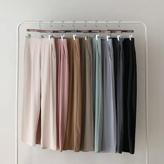 Long straight wide slacks