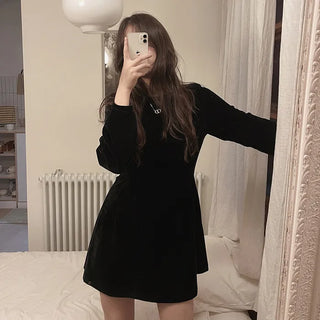 Black velvet flared dress - 2 sizes