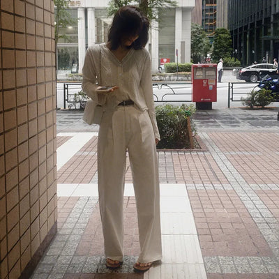 [Belt set] (basic/long) Wide pants - 4 sizes