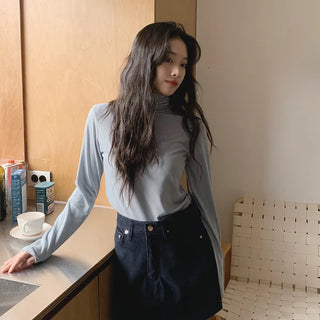 Fleece-lined turtleneck top (11 colors)
