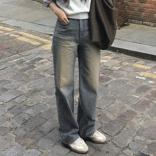 Long straight denim pants