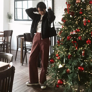 (basic/long) Fleece-lined denim pants - 4 sizes
