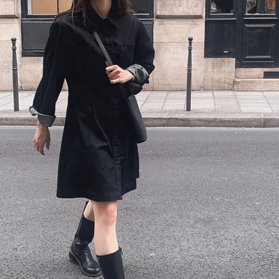 Low Denim Jacket Dress - One Color