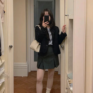 Single-breasted semi-cropped jacket - 4 colors