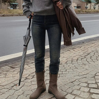 (basic/long) Brushed-back vintage denim - 4 sizes
