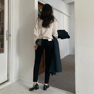(basic/long) Brushed-back black skinny jeans - 3 sizes