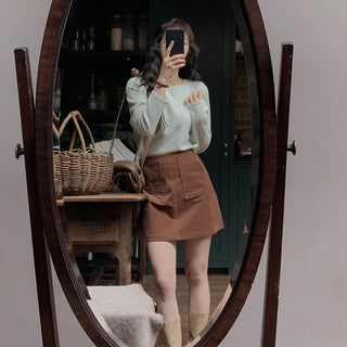 (U/V neck) wool knit - 6 colors