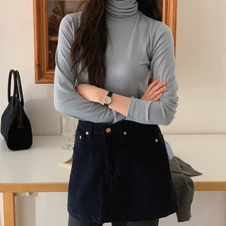 Fleece-lined turtleneck top (11 colors)