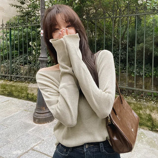 One-shoulder boat neck knit - 4 colors