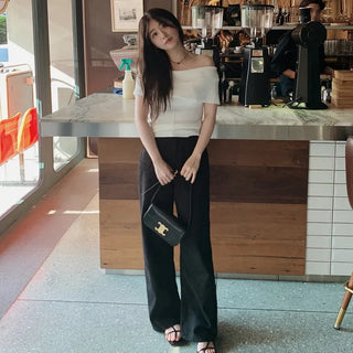 Off-shoulder slim knit - 3 colors