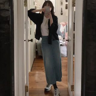 Summer Vintage Denim Long Skirt - 4 sizes