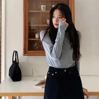 Fleece-lined turtleneck top (11 colors)