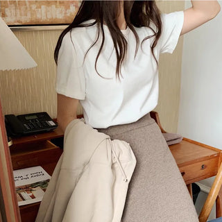 Warm, brushed-back short-sleeved T-shirt (4 colors)