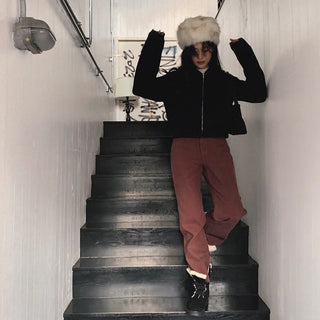 (basic/long) Fleece-lined denim pants - 4 sizes