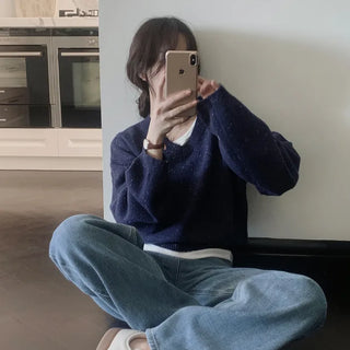 (Over 10,000 sold) V-neck knit - 5 colors