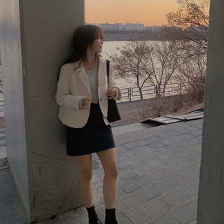 Single-breasted semi-cropped jacket - 4 colors