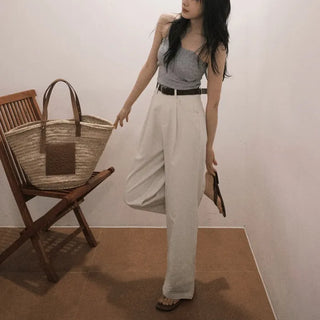 [Belt set] (basic/long) Wide pants - 4 sizes