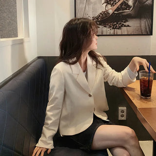 Single-breasted semi-cropped jacket - 4 colors