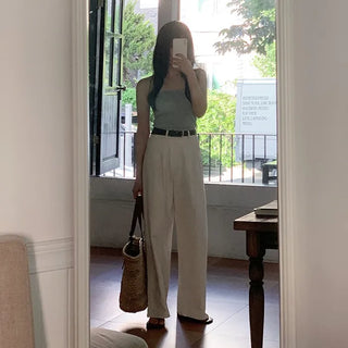 [Belt set] (basic/long) Wide pants - 4 sizes