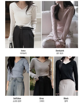 Slim slit ribbed knit - 5 colors