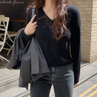 (U/V neck) wool knit - 6 colors