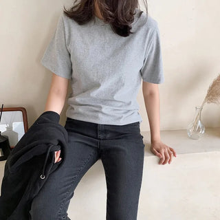 Warm, brushed-back short-sleeved T-shirt (4 colors)