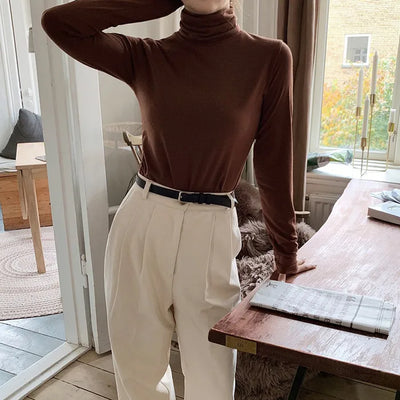 Turtleneck T-shirt (brushed lining) - 8 colors