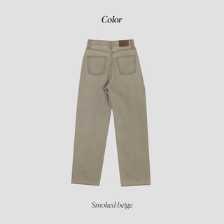 (basic/long) Mute Tone Shirring Denim Pants - 4 sizes