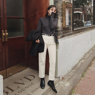 Fleece-lined turtleneck top (11 colors)