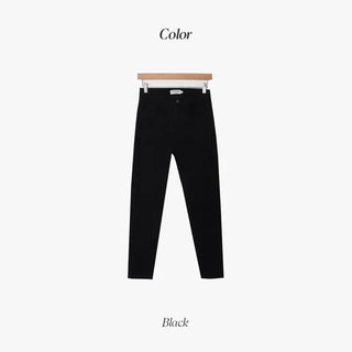 (basic/long) Brushed-back black skinny jeans - 3 sizes