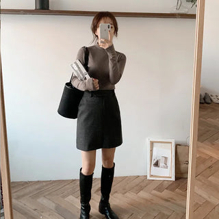 Half-neck T-shirt (+ brushed lining) - 6 colors