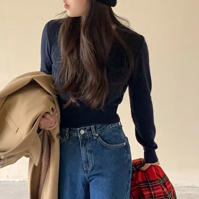 Cashmere Round Long Sleeve Knit