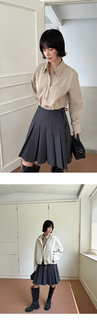 woolen pleated skirt