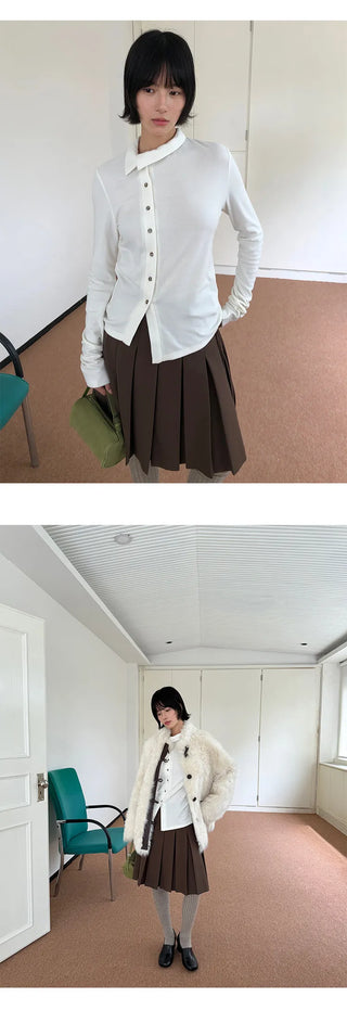 woolen pleated skirt