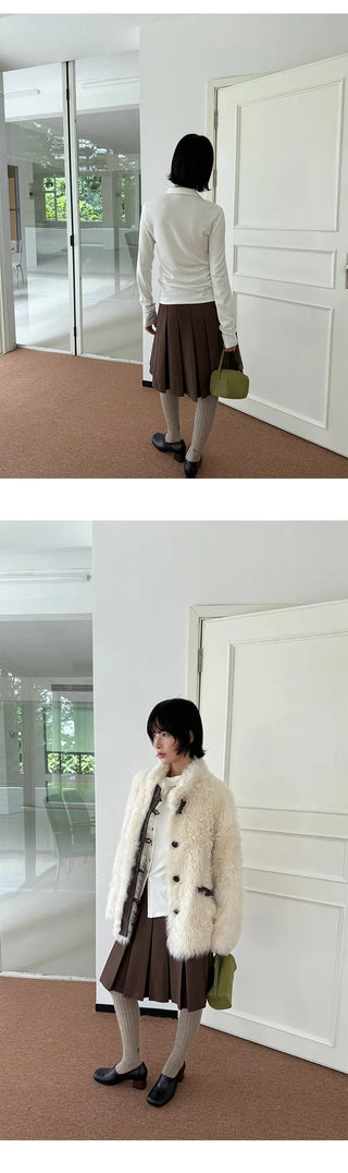 woolen pleated skirt