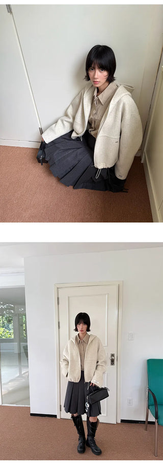 woolen pleated skirt