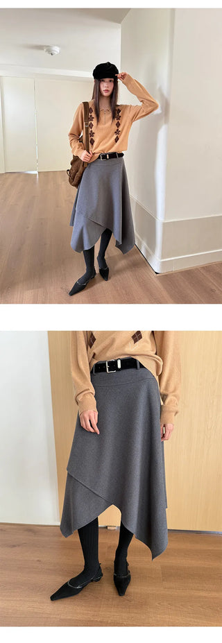 woolen drape skirt
