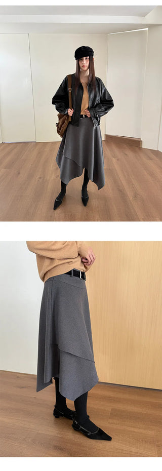 woolen drape skirt