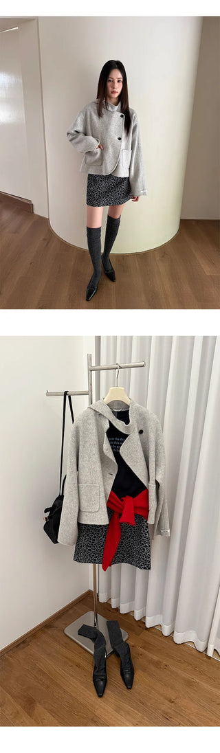 ribbon wool jacket