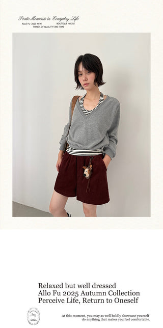 corduroy wide shorts