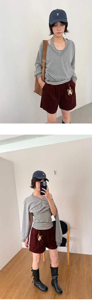 corduroy wide shorts